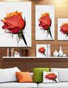 Isolated Red Rose Watercolor Sketch - Extra Large Floral Canvas Art