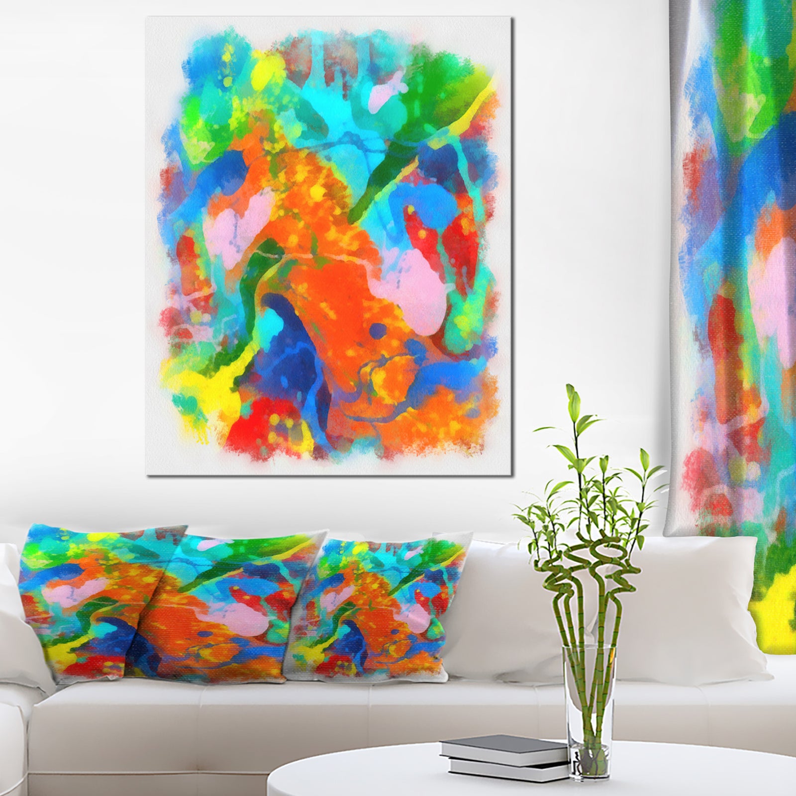 Hand-drawn Abstract Floral Pattern - Extra Large Floral Canvas Art