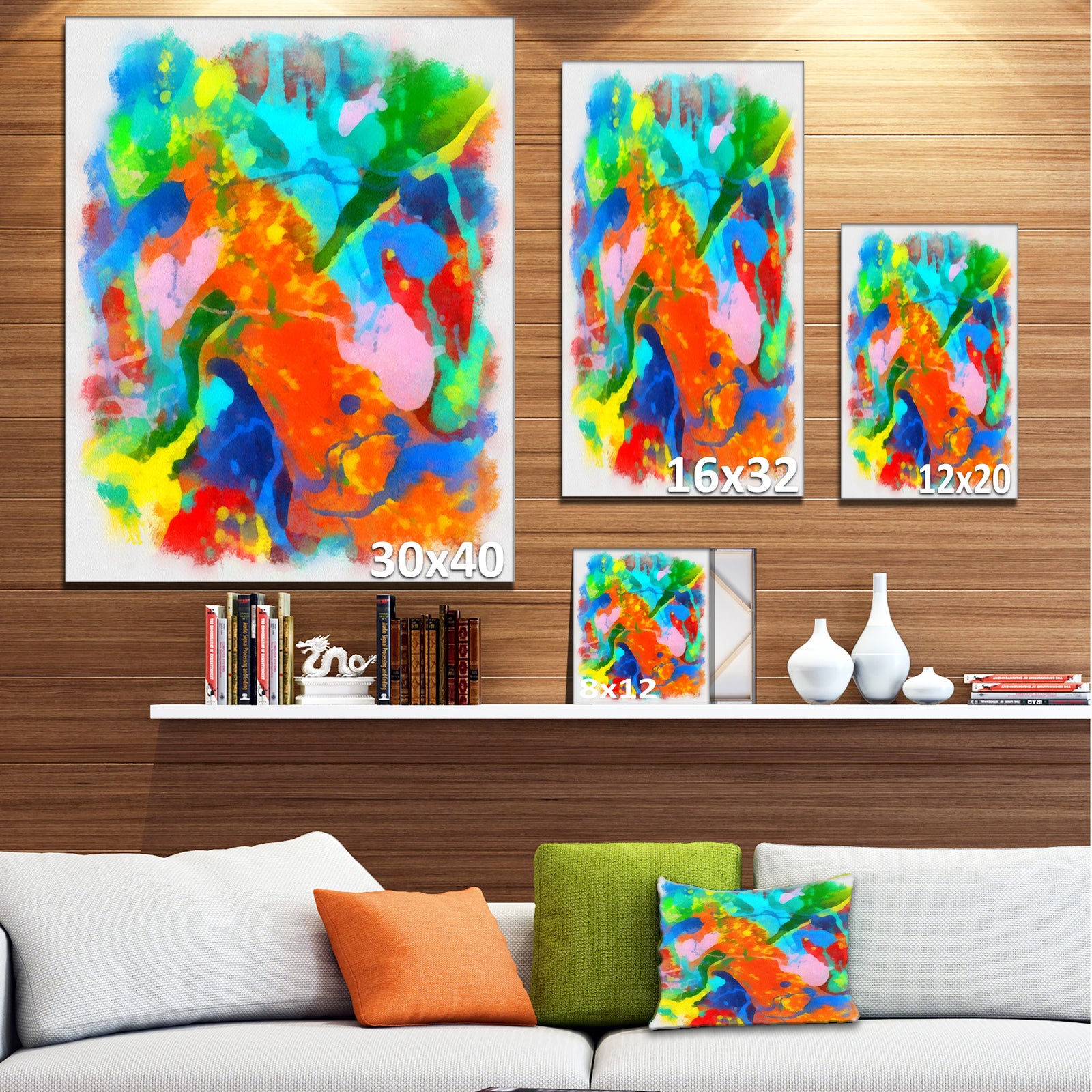 Hand-drawn Abstract Floral Pattern - Extra Large Floral Canvas Art