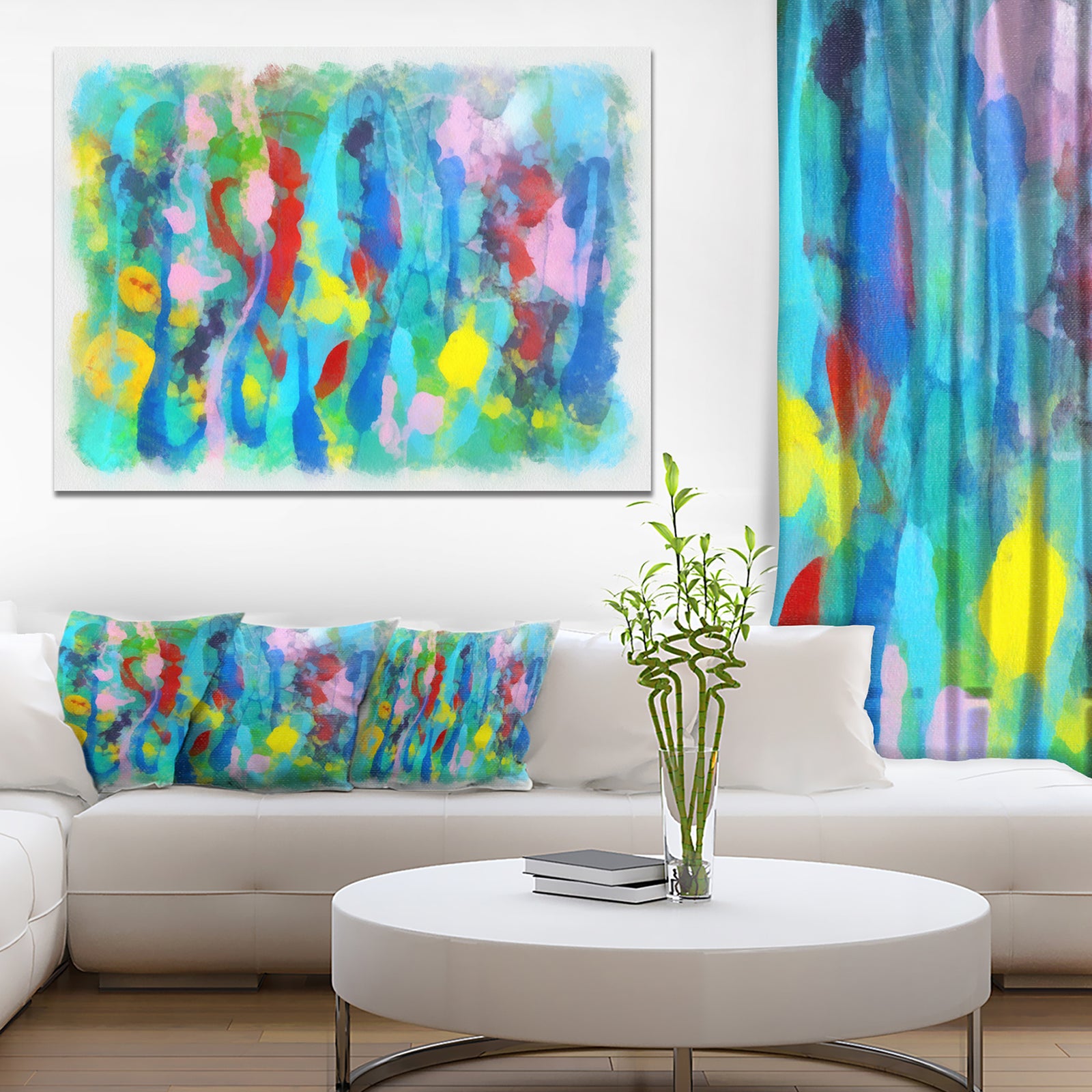 Hand-drawn Multi-color Floral Pattern - Large Abstract Canvas Wall Art