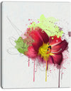 Red Lily with Green Paint Splashes - Extra Large Floral Canvas Art