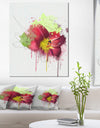 Red Lily with Green Paint Splashes - Extra Large Floral Canvas Art