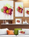 Red Lily with Green Paint Splashes - Extra Large Floral Canvas Art