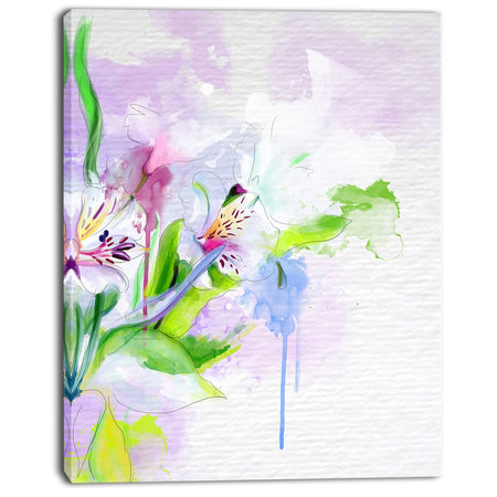 Beautiful Floral Sketch Watercolor - Extra Large Floral Canvas Art
