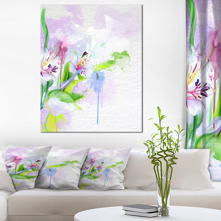 Beautiful Floral Sketch Watercolor - Extra Large Floral Canvas Art