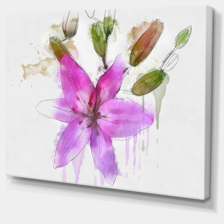Beautiful Purple Floral Illustration - Extra Large Floral Canvas Art