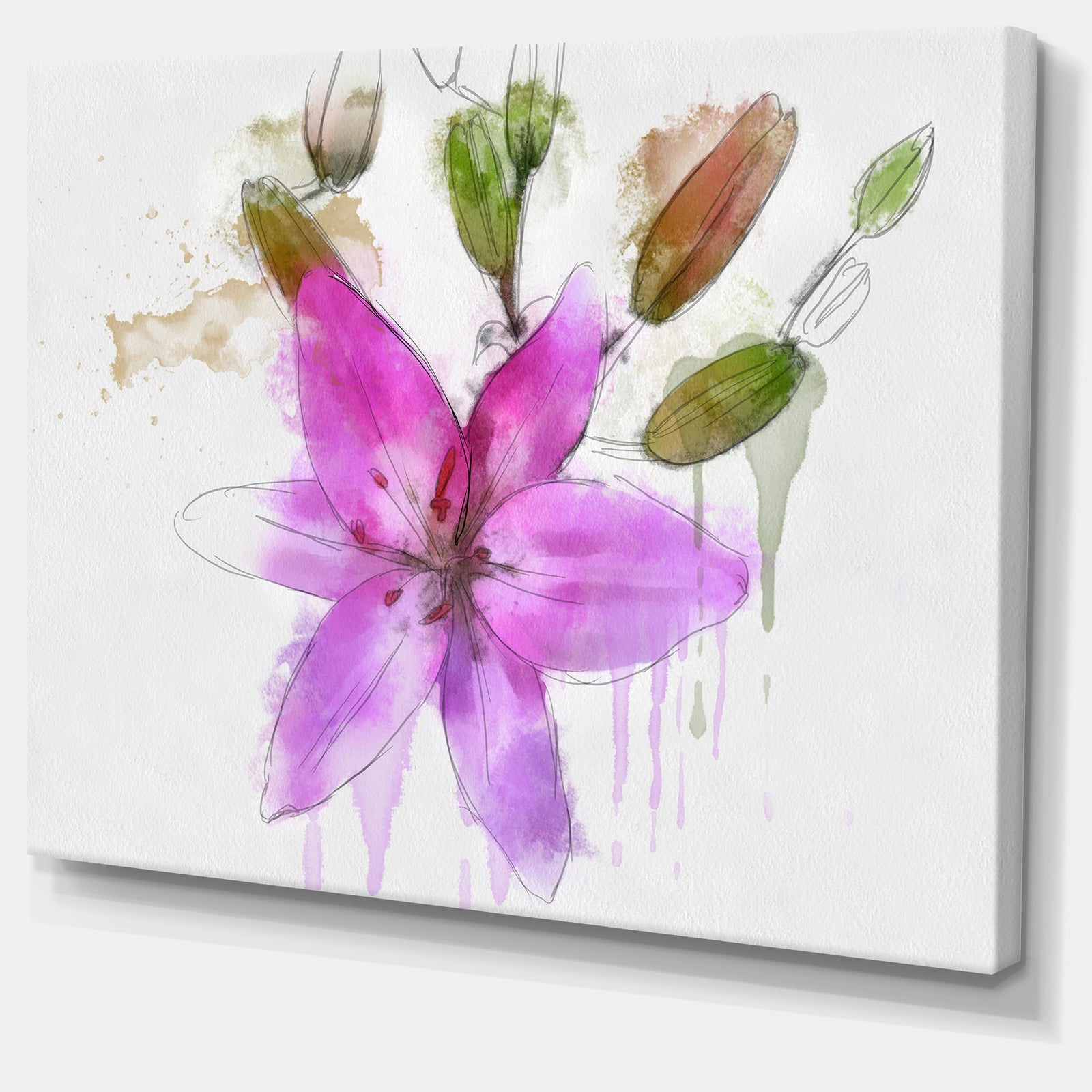 Beautiful Purple Floral Illustration - Extra Large Floral Canvas Art