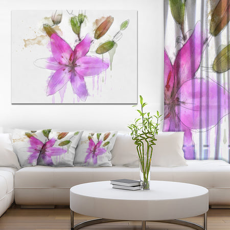 Beautiful Purple Floral Illustration - Extra Large Floral Canvas Art