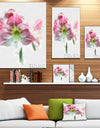 Pink Lily Flowers on White Sketch - Extra Large Floral Canvas Art