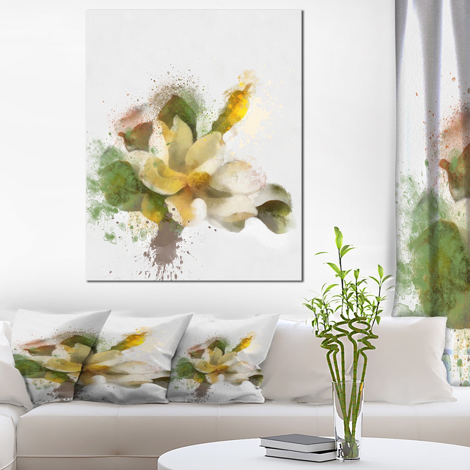 Beautiful Flower with Color Splashes - Extra Large Floral Canvas Art