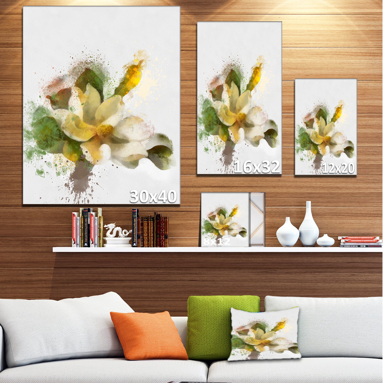 Beautiful Flower with Color Splashes - Extra Large Floral Canvas Art