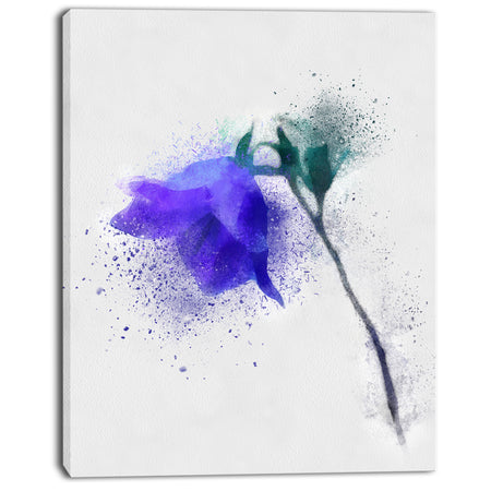 Blue Flower Stem with Color Splashes - Extra Large Floral Canvas Art