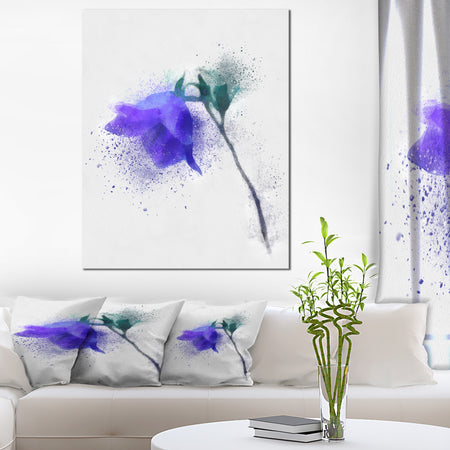 Blue Flower Stem with Color Splashes - Extra Large Floral Canvas Art