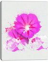 Pink Flowers Sketch with Color Splashes - Extra Large Floral Canvas Art