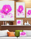 Pink Flowers Sketch with Color Splashes - Extra Large Floral Canvas Art