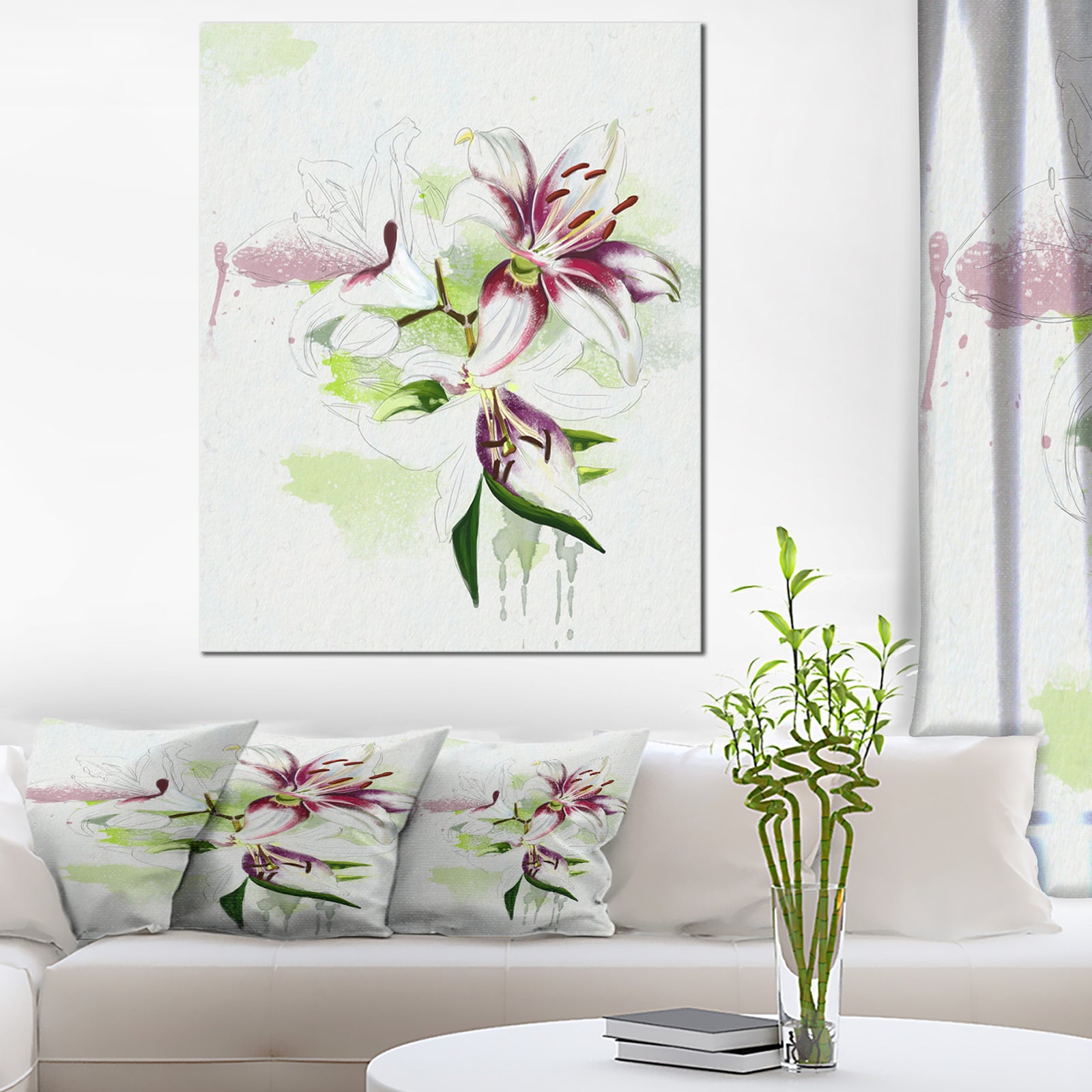 Colorful Flowers with Color Splashes - Extra Large Floral Canvas Art