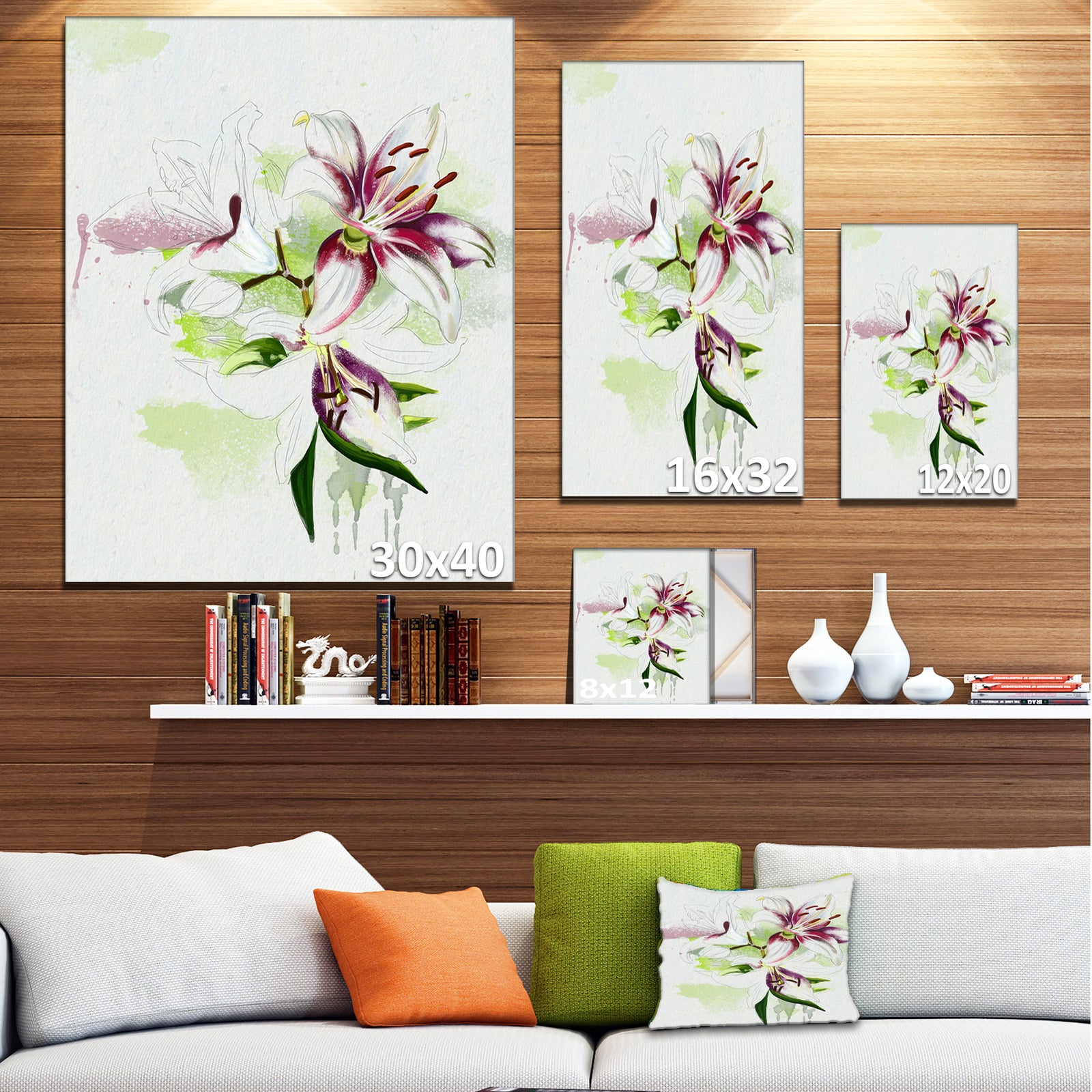 Colorful Flowers with Color Splashes - Extra Large Floral Canvas Art