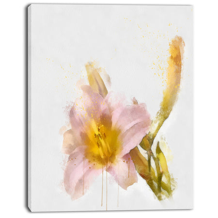 Watercolor Lily with Color Splashes - Extra Large Floral Canvas Art