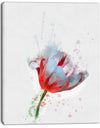 Beautiful Red White Flower Sketch - Extra Large Floral Canvas Art