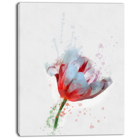 Beautiful Red White Flower Sketch - Extra Large Floral Canvas Art