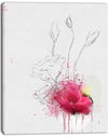 Rose Flowers Sketch with Color Splashes - Extra Large Floral Canvas Art