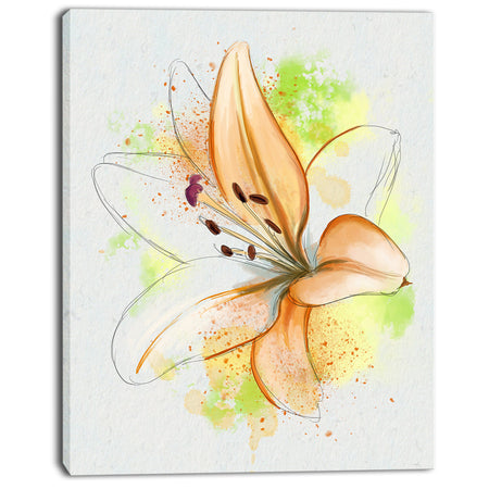 Cute Yellow Flower with Green Splashes - Extra Large Floral Canvas Art