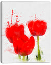 Bright Red Tulip Flowers with Splashes - Extra Large Floral Canvas Art