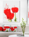 Bright Red Tulip Flowers with Splashes - Extra Large Floral Canvas Art