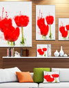 Bright Red Tulip Flowers with Splashes - Extra Large Floral Canvas Art