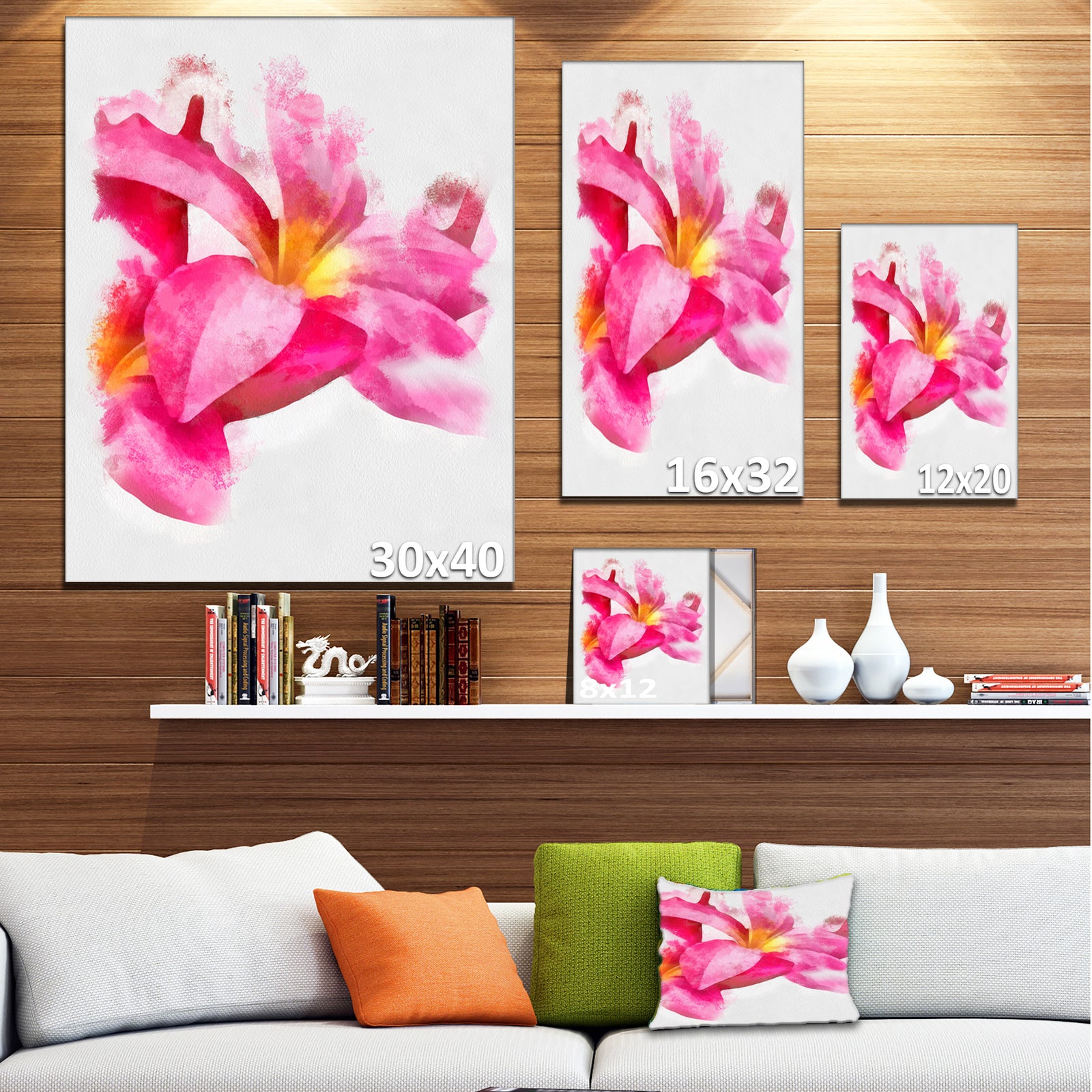 Beautiful Flowers with Big Pink Petals - Extra Large Floral Canvas Art