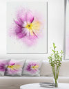 Purple Flower Sketch with Splashes - Extra Large Floral Canvas Art