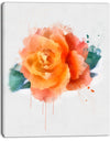 Orange Rose with Green Leaves - Extra Large Floral Canvas Art