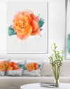 Orange Rose with Green Leaves - Extra Large Floral Canvas Art