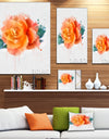 Orange Rose with Green Leaves - Extra Large Floral Canvas Art