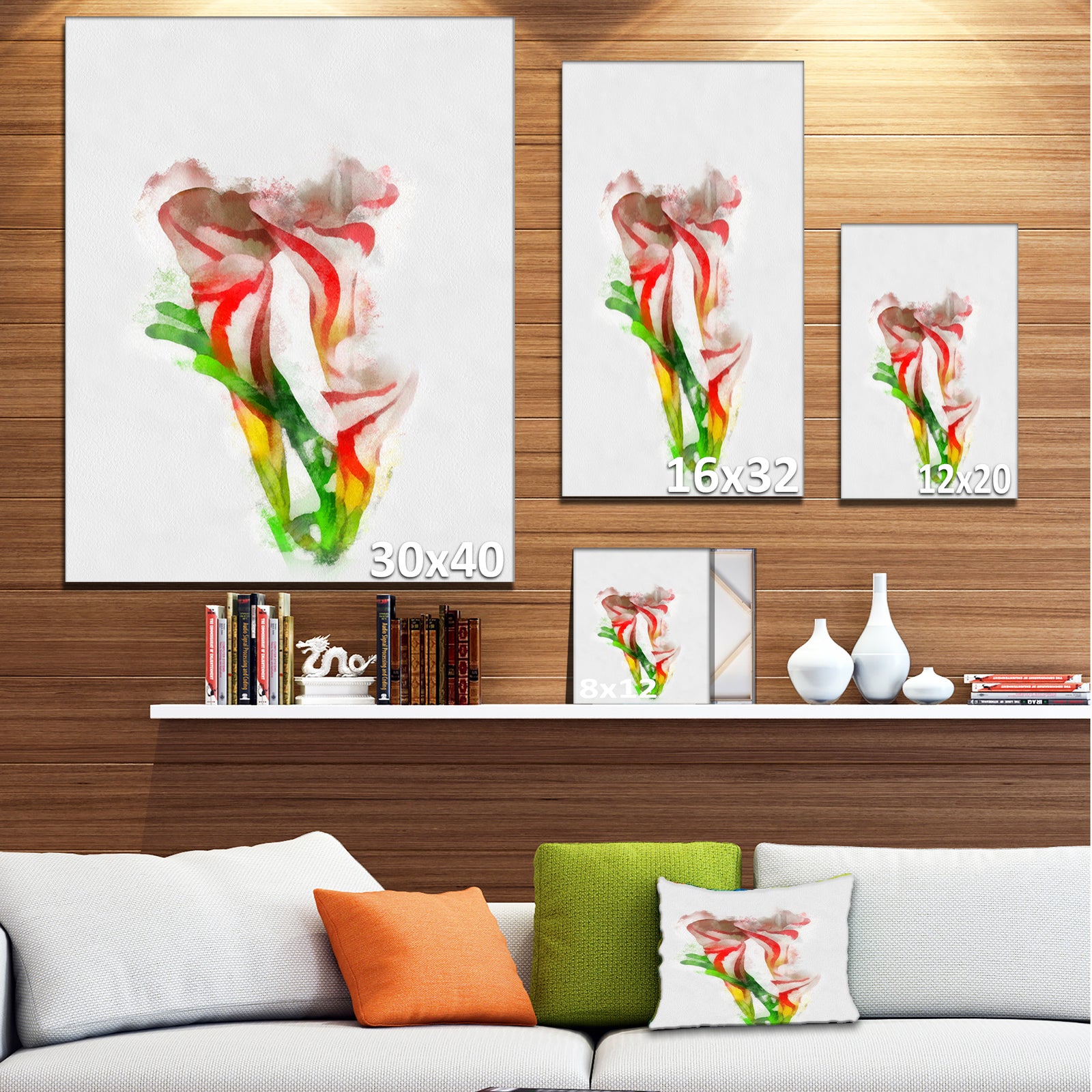 Beautiful Bell Flower Watercolor - Extra Large Floral Canvas Art