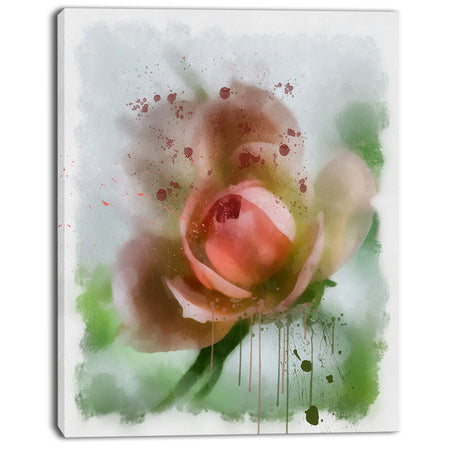 Pink Flower on Green Background - Extra Large Floral Canvas Art