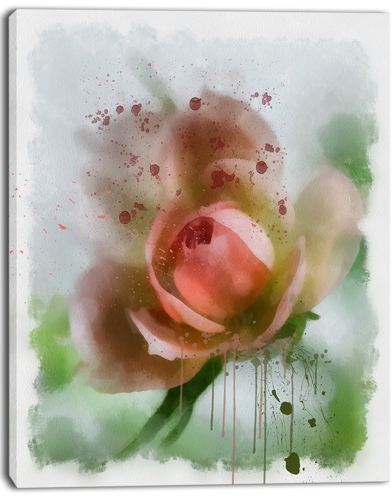 Pink Flower on Green Background - Extra Large Floral Canvas Art