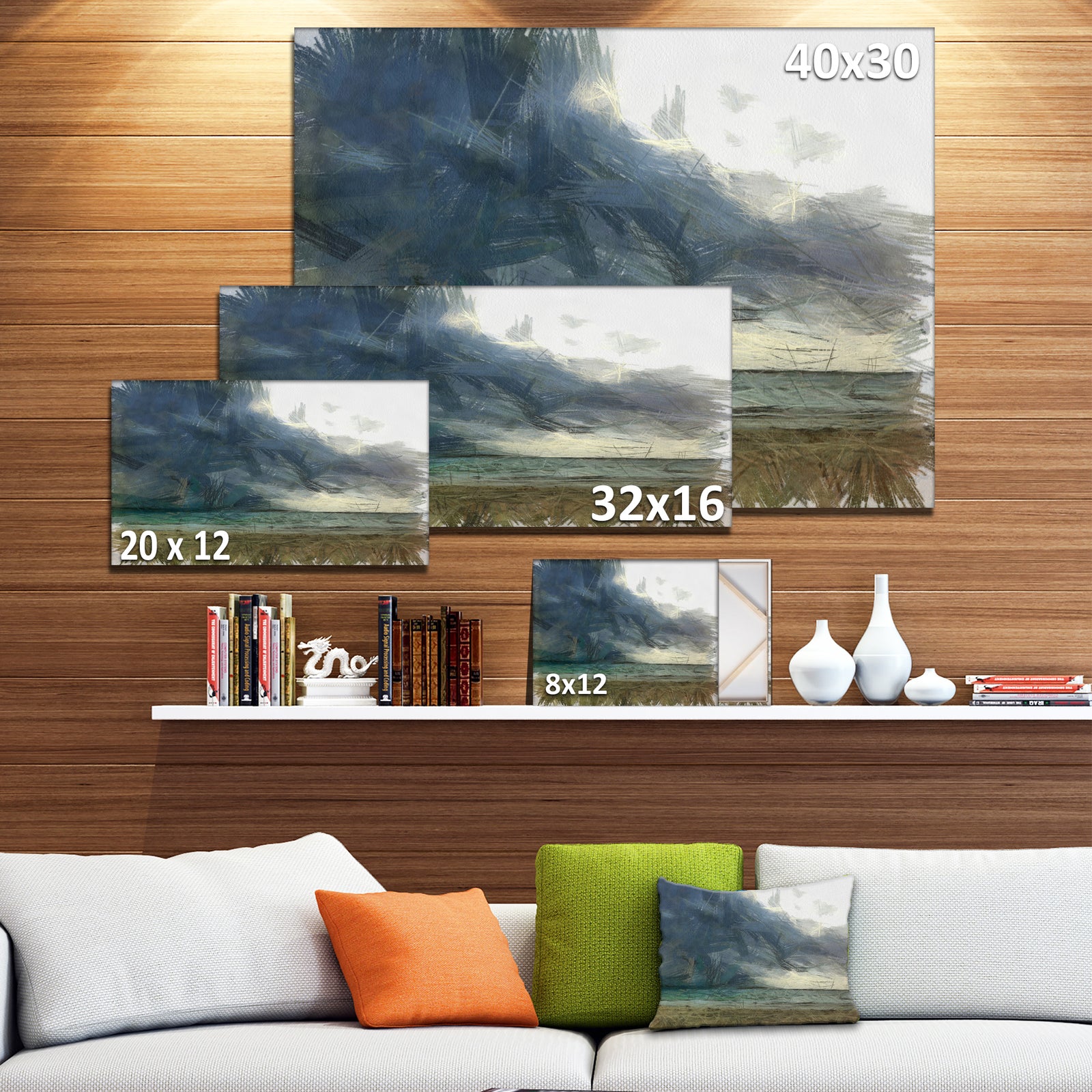 Sea before Storm Watercolor - Landscape Canvas Wall Art