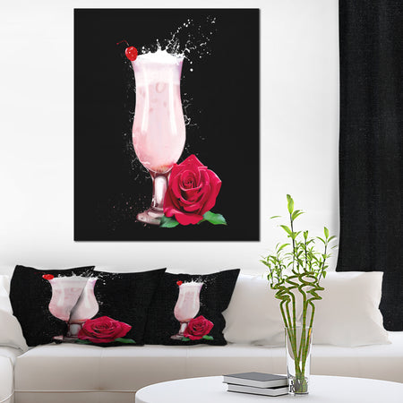 Strawberry Cocktail and Red Rose - Extra Large Floral Canvas Art