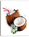 Coconuts with Straw Watercolor - Extra Large Floral Canvas Art