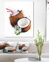 Coconuts with Straw Watercolor - Extra Large Floral Canvas Art