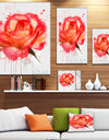 Red Rose Hand-drawn with Splashes - Extra Large Floral Canvas Art