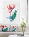 Red Hand-drawn Tulips Sketch - Extra Large Floral Canvas Art