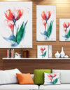 Red Hand-drawn Tulips Sketch - Extra Large Floral Canvas Art