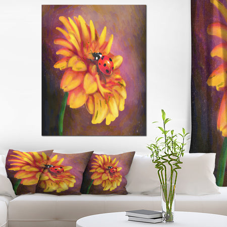 Gerber and Ladybird Watercolor - Extra Large Floral Canvas Art