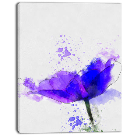 Beautiful Blue Anemone Sketch - Floral Canvas Artwork Print