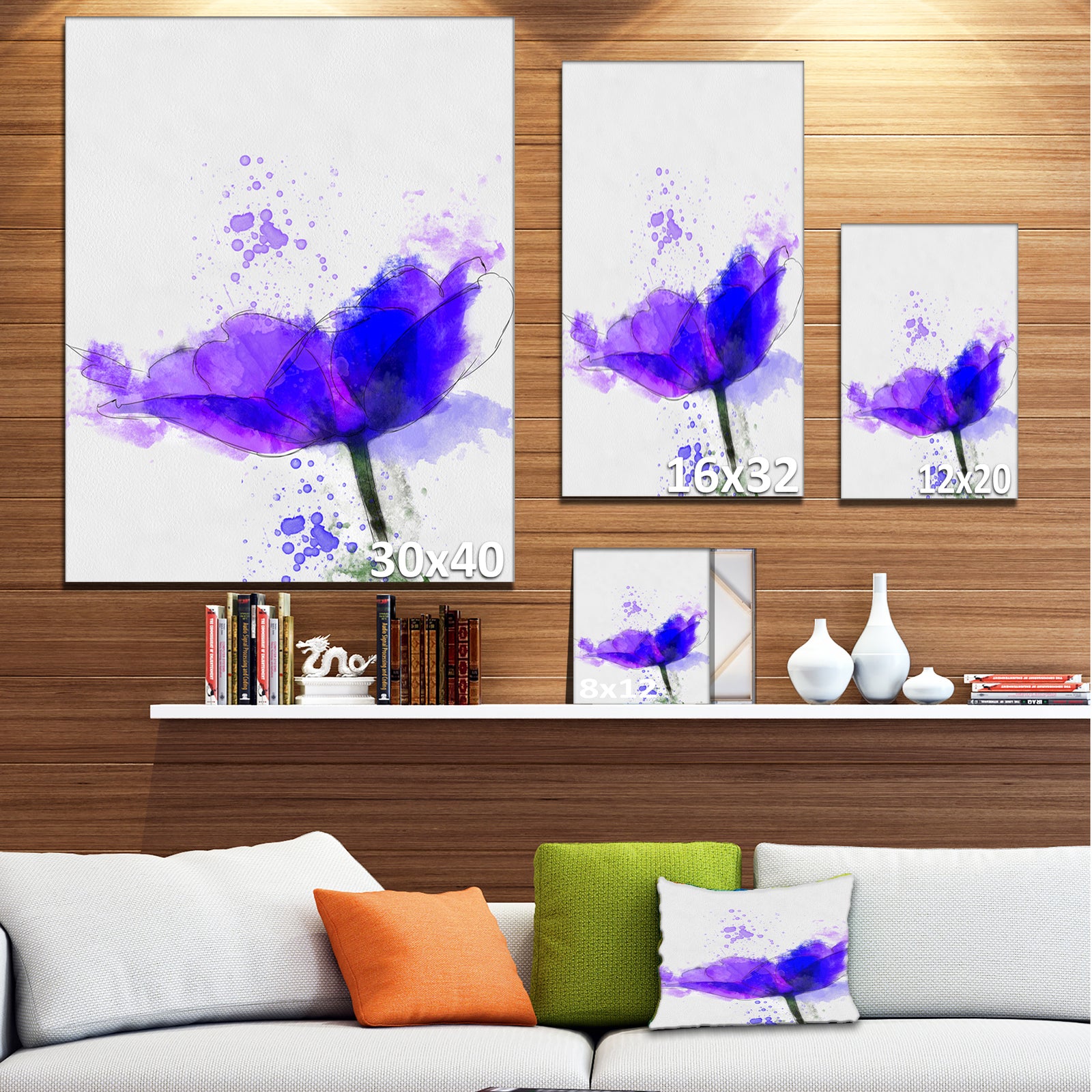 Beautiful Blue Anemone Sketch - Floral Canvas Artwork Print