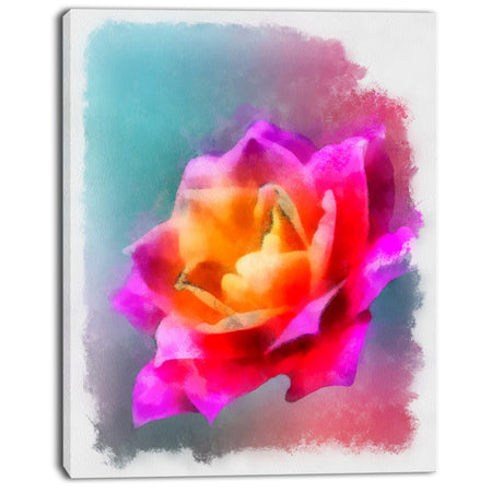 Purple Rose Drawing - Floral Canvas Artwork Print