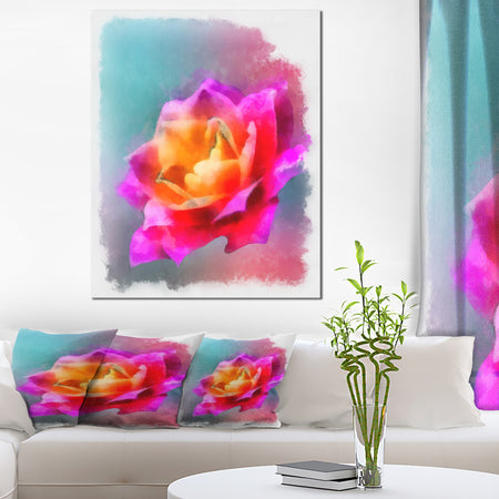 Purple Rose Drawing - Floral Canvas Artwork Print