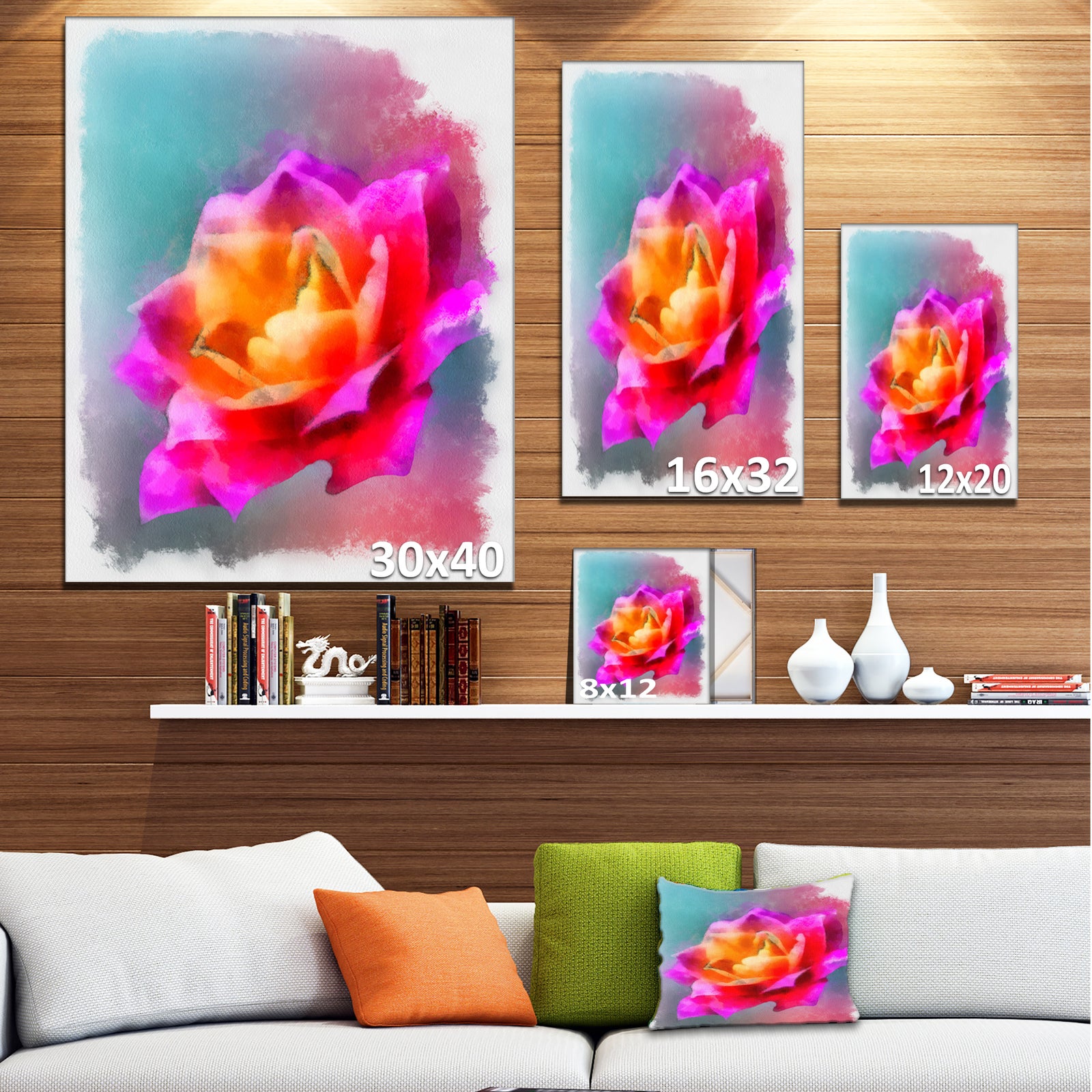 Purple Rose Drawing - Floral Canvas Artwork Print